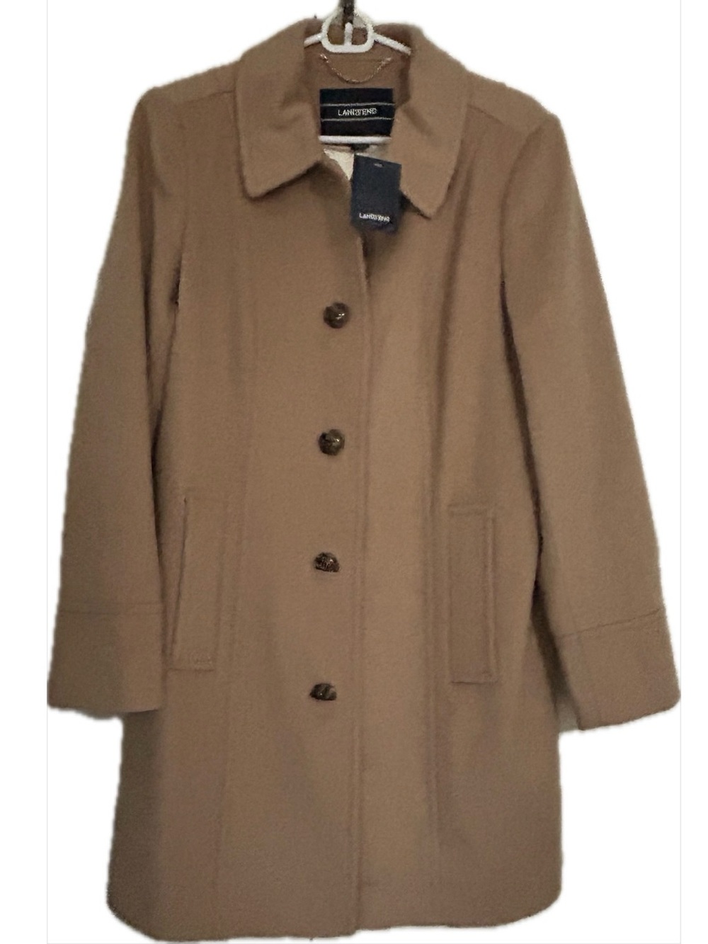Lands' End Women's Camel/Tan Single-Breasted Trench Coat